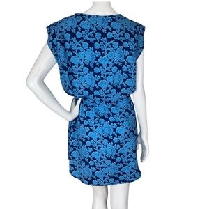 #5265 Java Mini Dress in indigo/blue floral print drawstring waist
